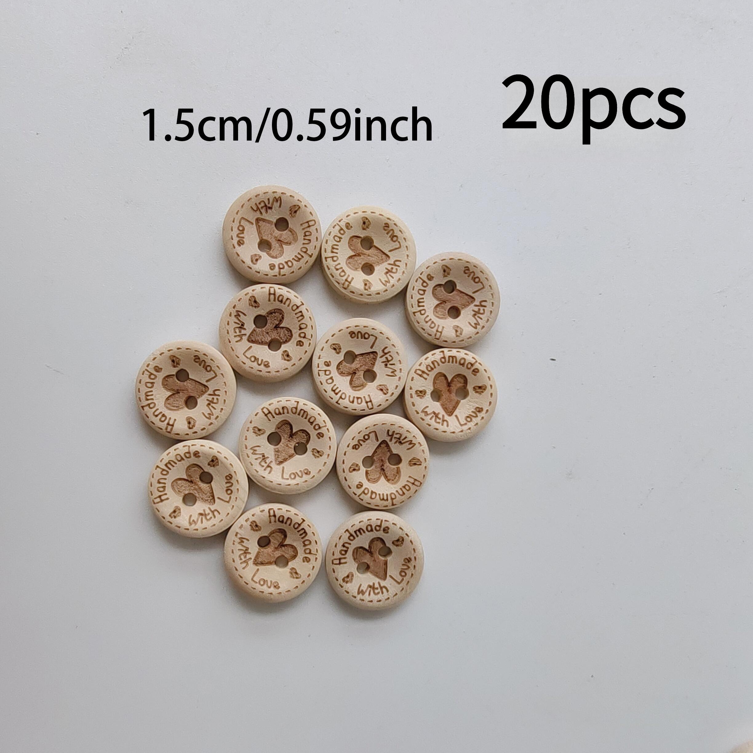 TEMU 20 piezas - Botones de madera de dos orificios, botones láser , botones de madera para ropa, accesorios de botones para ropa de dos orificios,