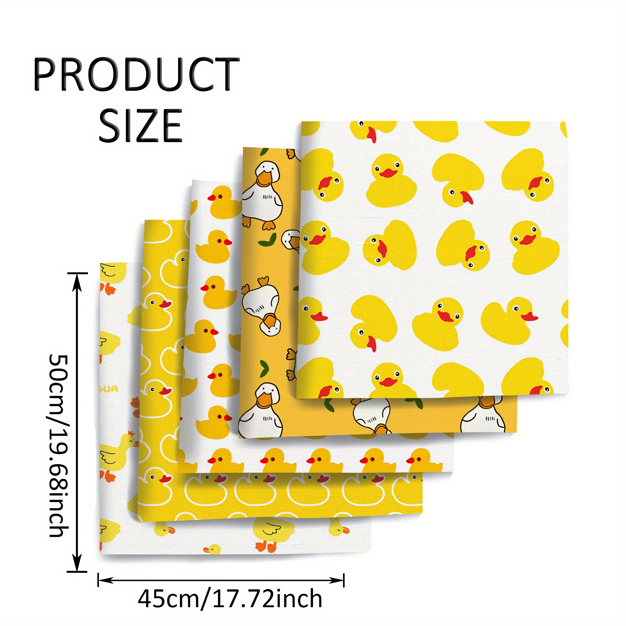 E-shop Gelbes Enten-Thema Stoffbündel - 5 Stück, Verschiedene Farben, Vorgeschnittene Polyester-Quiltquadrate für DIY-Basteln, Geschenkverpackung,