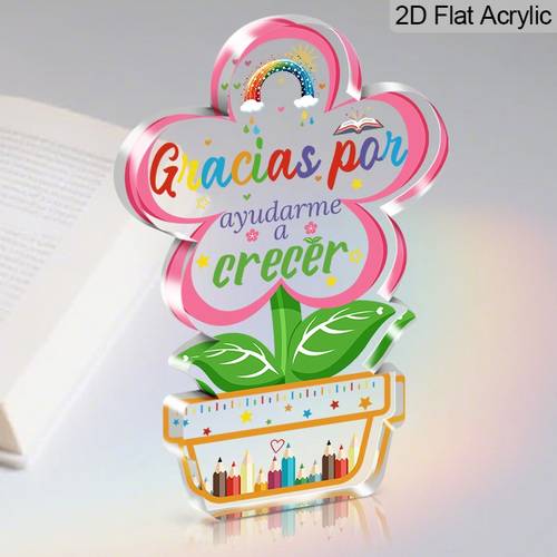 2d flat 1pc day gifts flower acrylic desk decor teacher appreciation acrylic plaque colorful pencil for classroom office festive decor for 2d flat
