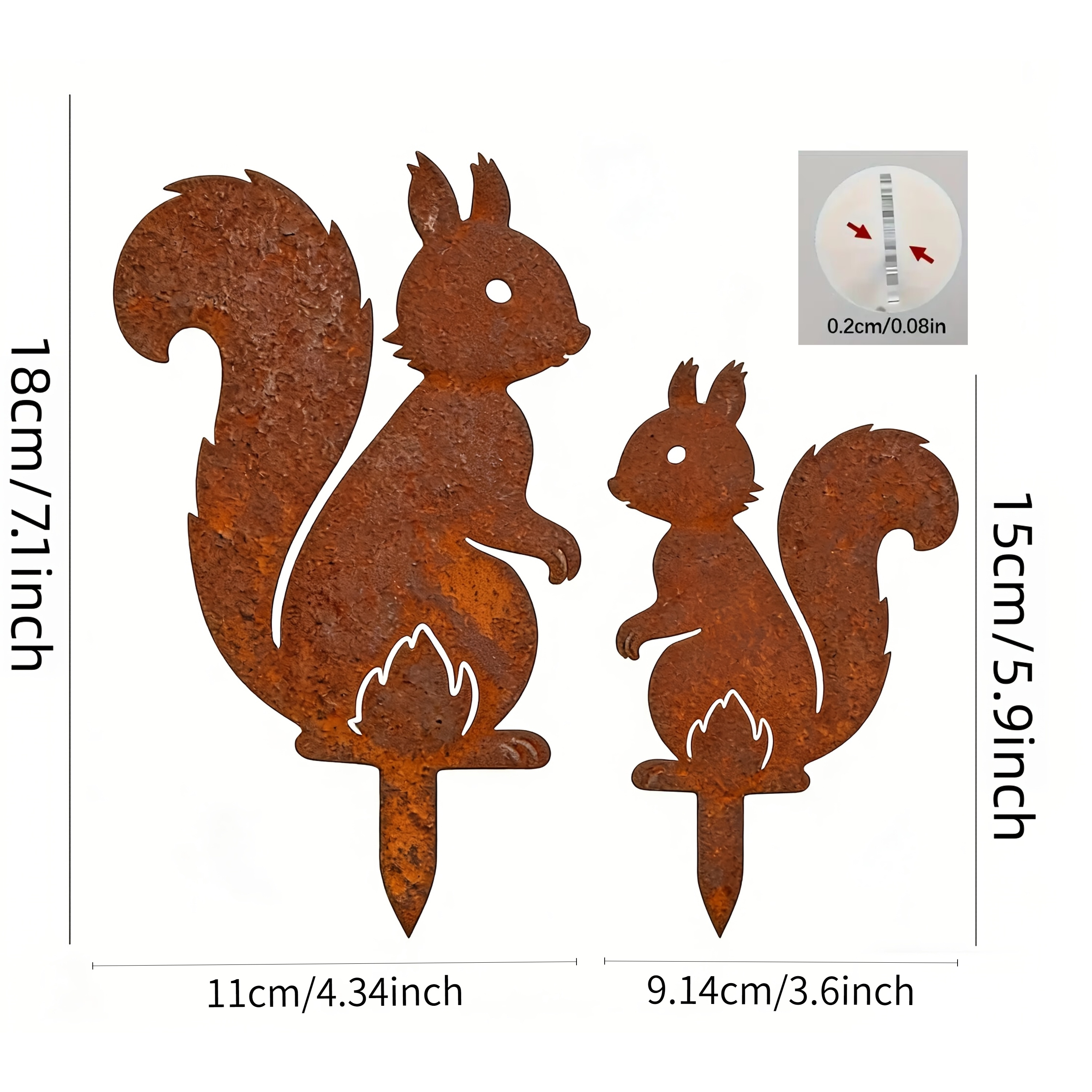 TEMU 2D Flat - 【2D Flat】 2D Flat - [2D Flat] 1 Set 2 Stück 2D Flat Acryl Garten Dekorative Bodenstecker 2 Stück Eichhörnchen Dekorative Bodenpfähle,