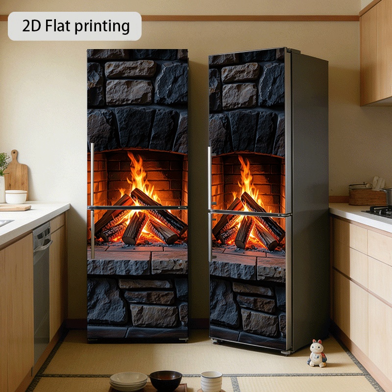 item picture 2d flat printing 1pc 60  cm firewood pile theme kitchen home decor wall sticker self   suitable for cabinets wardrobes modern kitchen decoration   refrigerator stickers