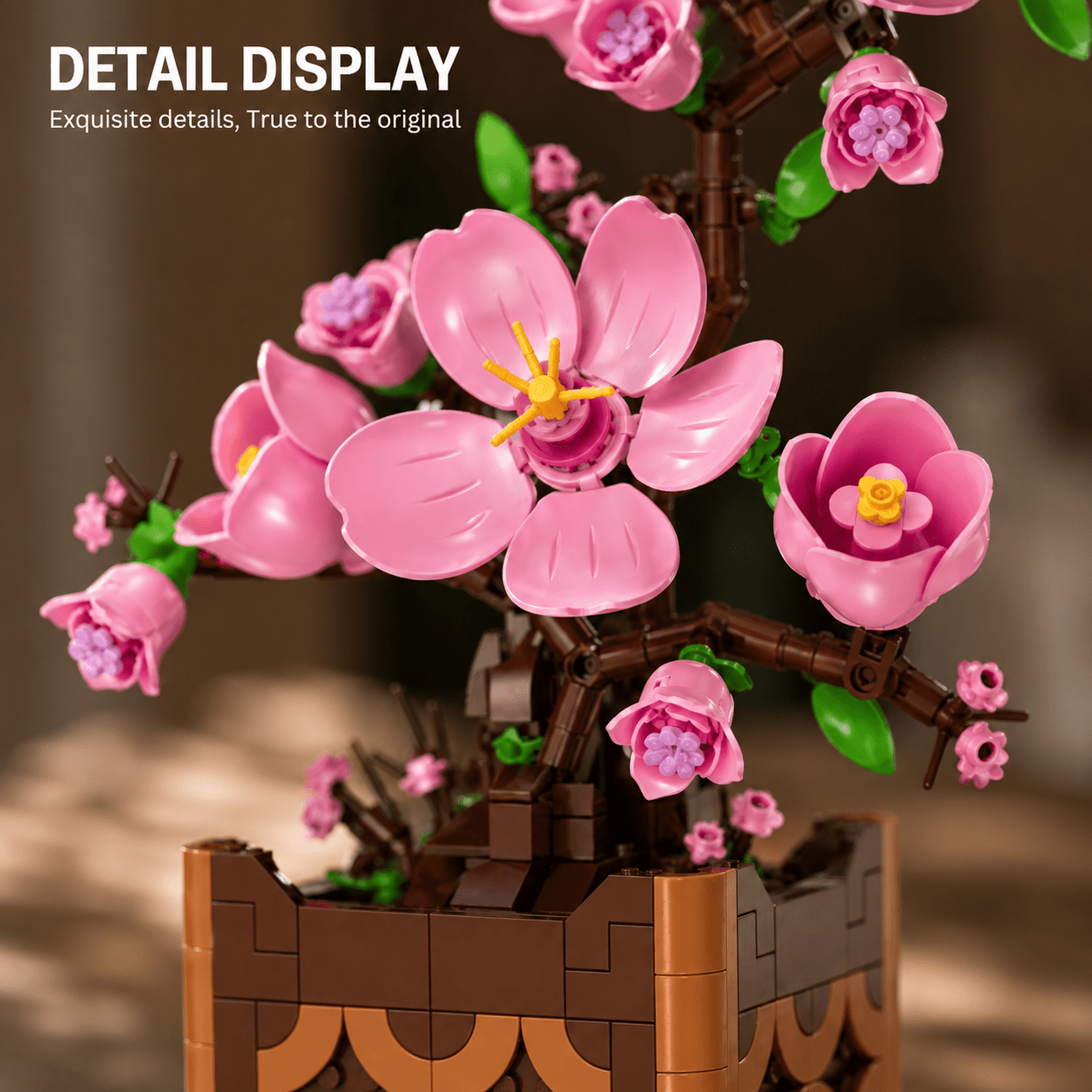 Peach Blossom Potted Plant Building Block Model Kit