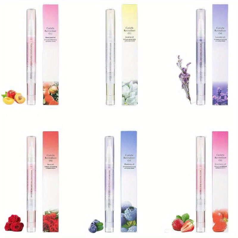 Image of A Set Of 6 Nourishing Oil Pens With Soft Brushes, Designed To Cracked And Dry Cuticles, Preventing Nail Breakage