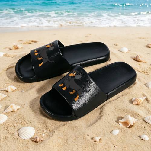 item picture 1 pair dachshund print indoor and outdoor slippers soft soled home slippers bathroom slippers hotel slippers garden slippers pool party slippers essential for beach trips