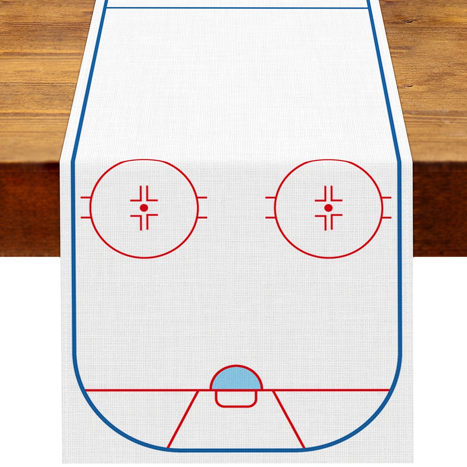 TEMU Nappe plate 2D, pièce unique, thème hockey sur glace, avec de patinoire et de crosse/palet — Convient pour de match, les fêtes d'anniversaire et