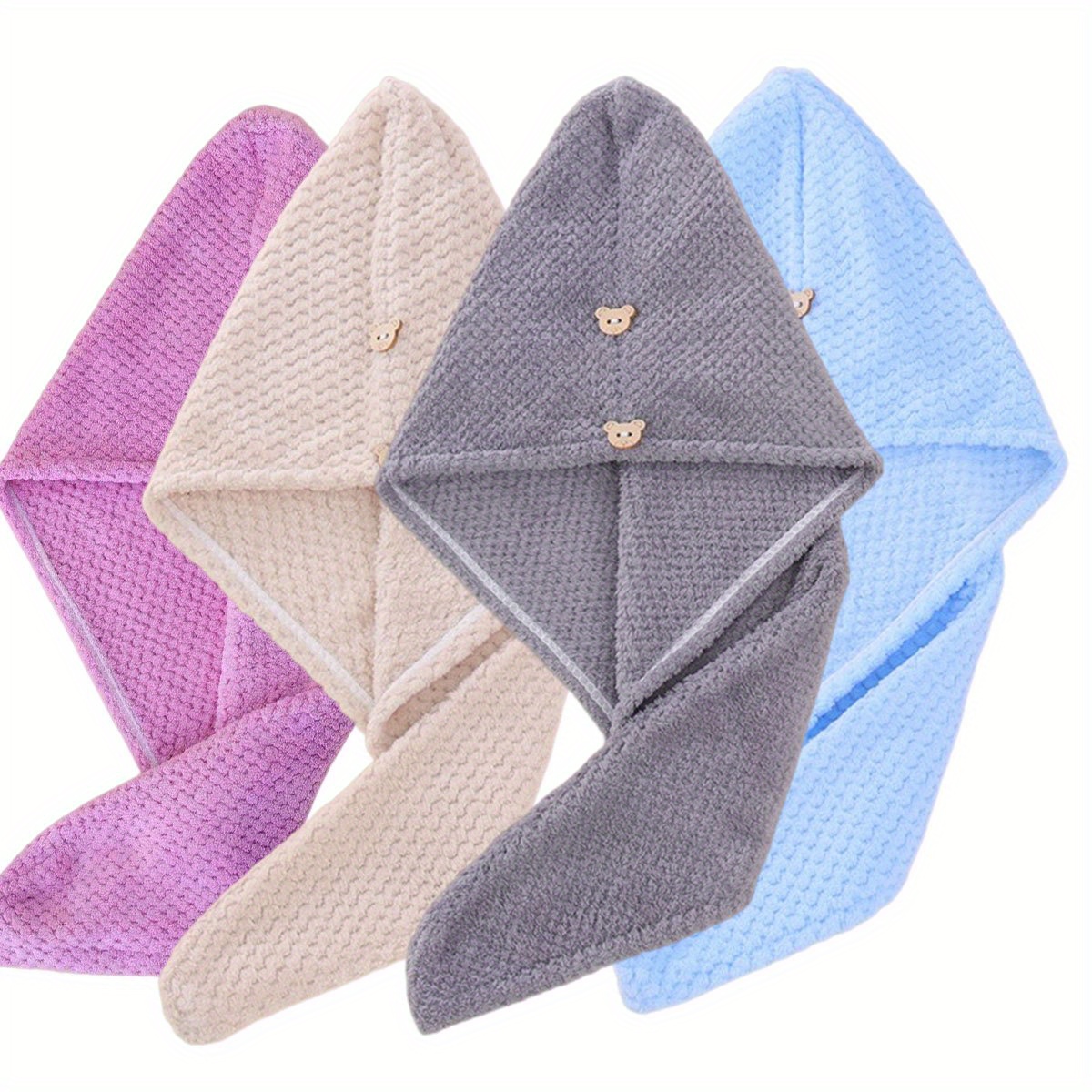 TEMU 4pcs Microfiber Hair Wraps For Women - Soft, Absorbent, Ultra-thin Towels For Stylish Hair Care, Stylish Hair Care | Stylish Hair Wrap |