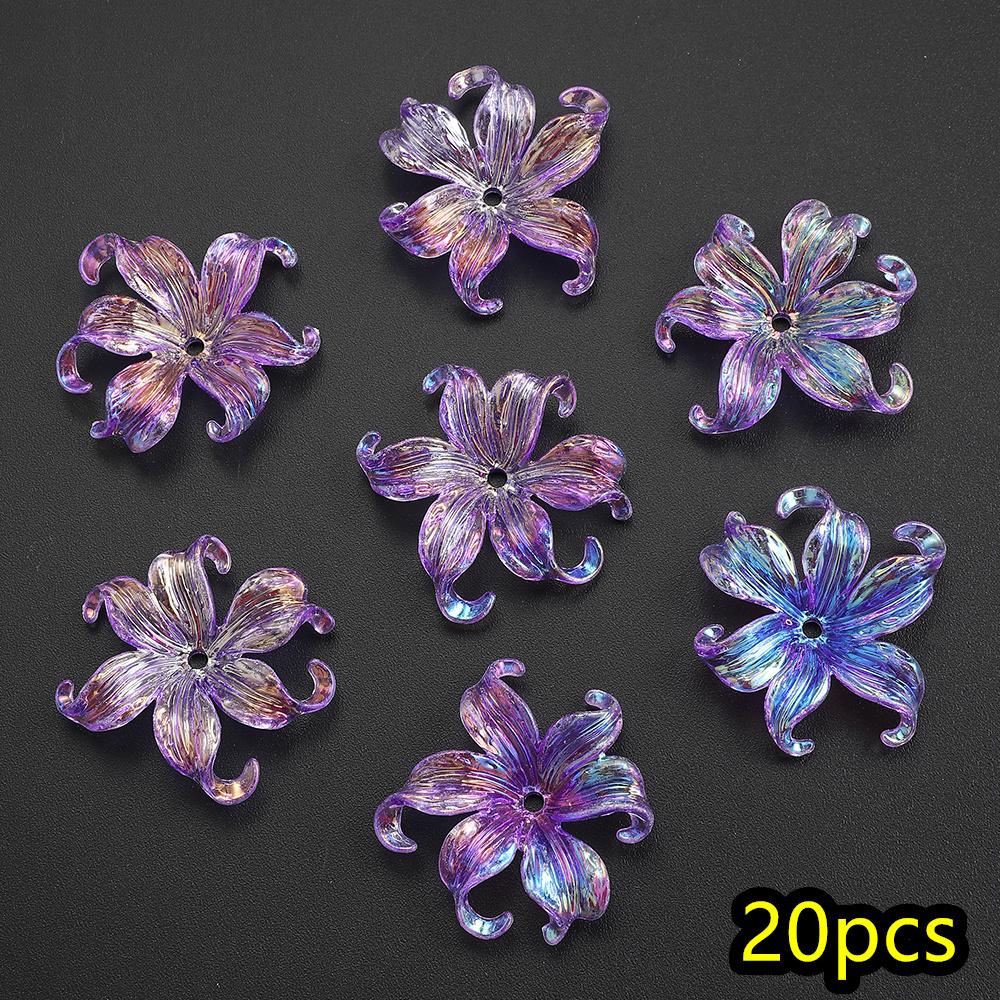 E-shop 20 Stück/Set Glänzend Beschichtete Irisblumen Perlen DIY Basteldekoration Perlenstifte Anhänger Handgemachte Schmuckstücke Einzigartige