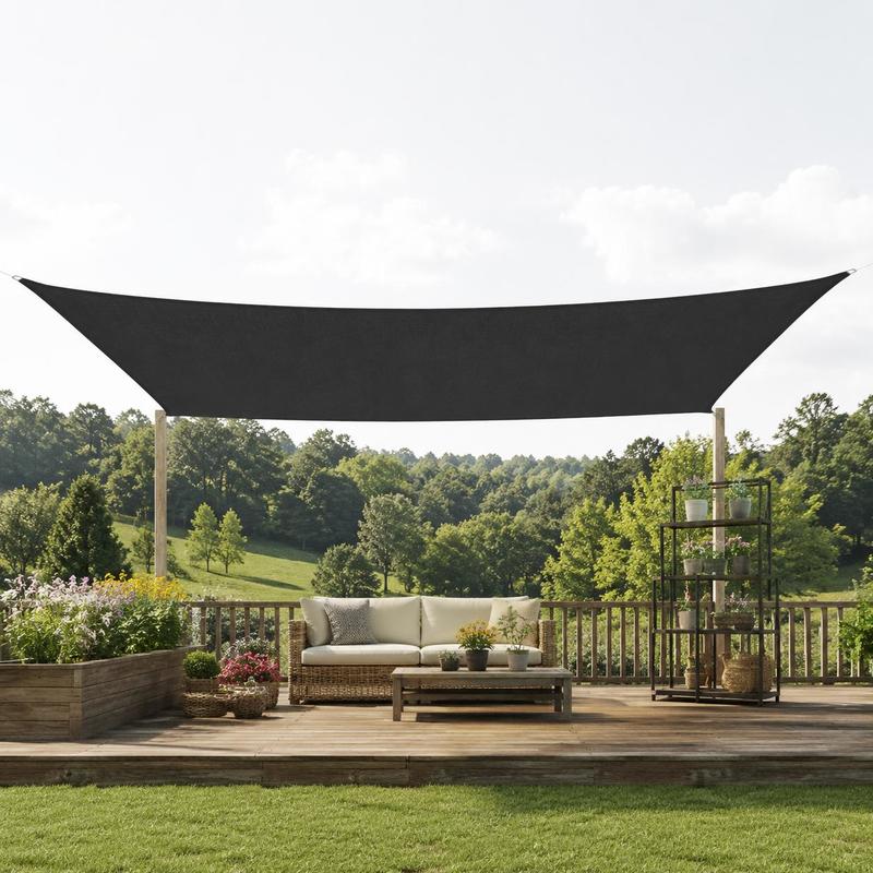 Image of Hdpe Rectangular Shade Sail 160gsm Dense Breathable Fabric, Reinforced Corners With Stainless Steel Grommets, Outdoor Patio Garden Canopy For Backyard Terrace, Black, 3x4 M
