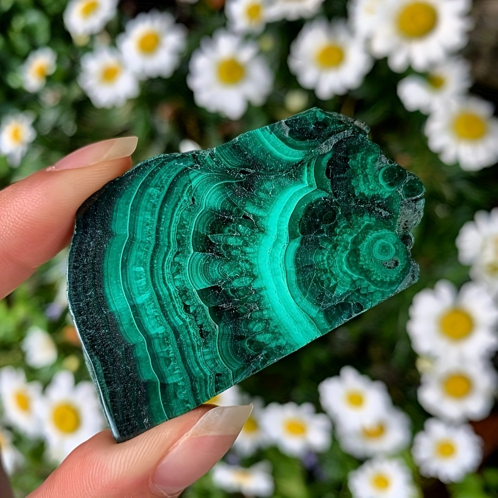 TEMU 1 pz. Squama di malachite squisita, fette di malachite lucidate, una di campioni di , con occhio di malachite, una pietra grezza elegante adatta