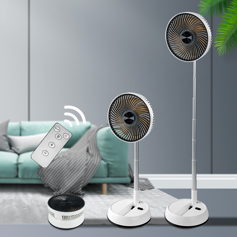 Foldable Rechargeable Oscillating Fan 20.32cm 7200Mah Battery Operated Small Fan, Quiet Table Standing Pedestal Fans for Bedroom Office Camping Travel (White Body And Black Front Grille)