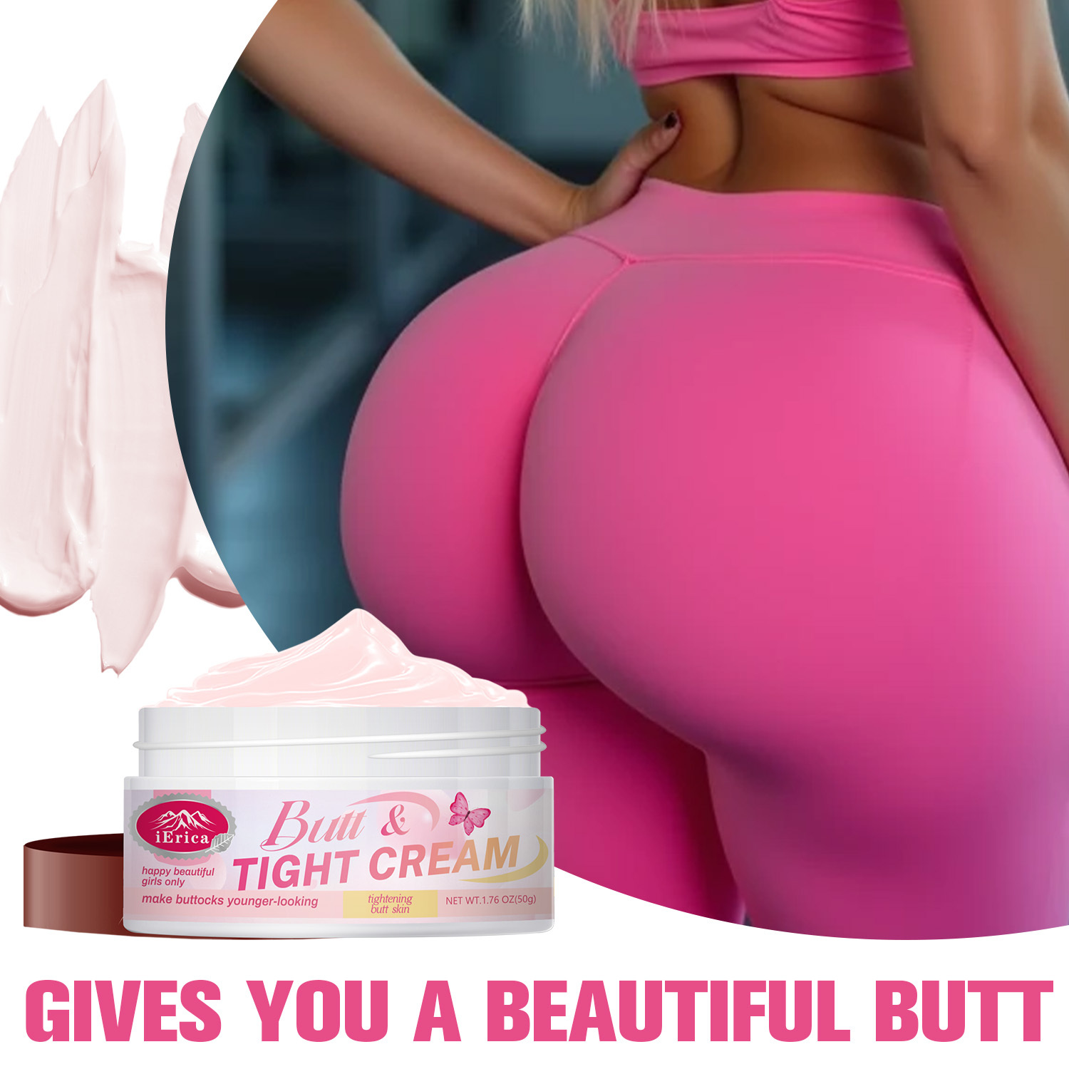 Butt Tight Cream, Sexy Buttocks Massage Cream, Bumps & Uneven Light Beige, Tight Line Smooth and Beautiful Hip, Buttocks Massage Cream for a Perkier Booty, Moisturize & Hydrate, Gently Absorb, for All Skin Types, 50g