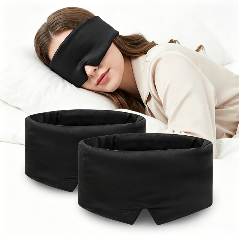 TEMU 2pcs Comfortable Blackout Sleep Mask, Full-coverage, Soft, Breathable, Lightweight Mask, Suitable For Deep Sleep, Travel, Airplanes, Office,