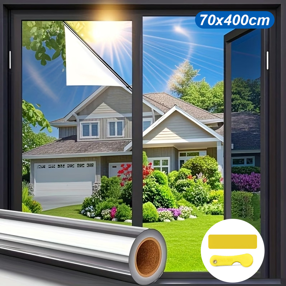 Image of Window Film Suitable For - Reusable Mirror Curtains With Glare & Reflection, Pet Thermal Panels, & Stick Installation For Doors,, Mirrors