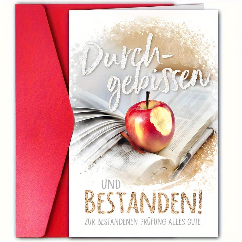 1pc German Graduation Card With Envelope, Perfect For Congratulating , , Daughters, And . Smooth To Education, Featuring Messages