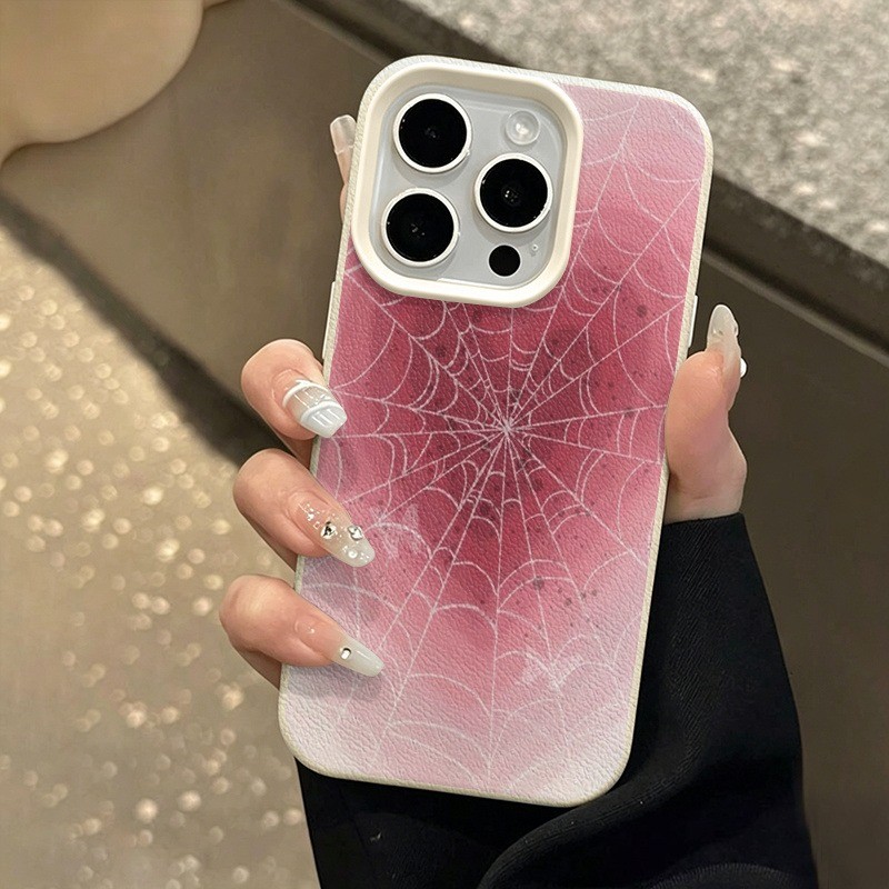 item picture phone case 1pc pink gradient web pattern phone case for iphone 18 17 16 15 14 13 12 11 11 pro 12 pro 13 pro 13 pro max 15 plus 17 air minimalist tpu fashion protective cover high aesthetic design birthday gift holiday present