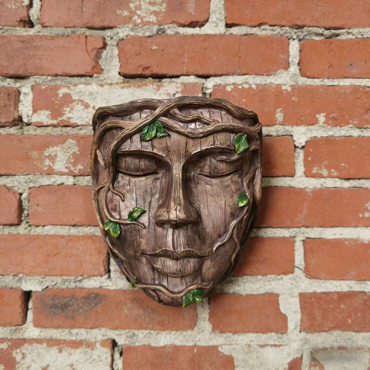 E-shop Wandmontierter Blumentopf mit Vintage-Baumgesicht aus Harz, geeignet für Gartenzäune, Terrassenwände als Wandmontierte Blumentöpfe für