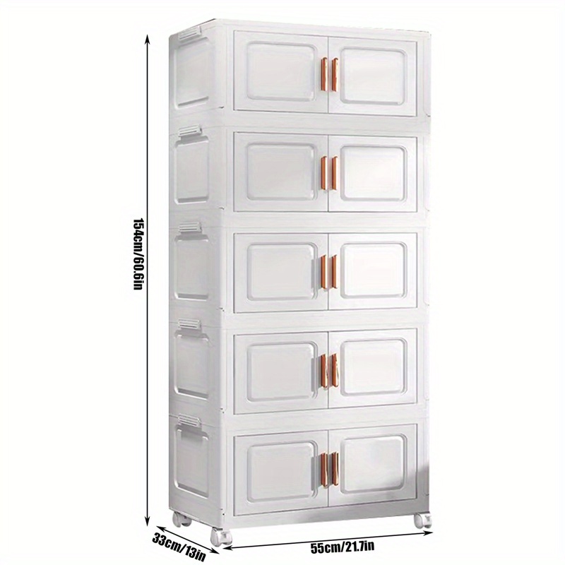 5-Tier Folding Storage Box with Wheels for Organizing Clothes