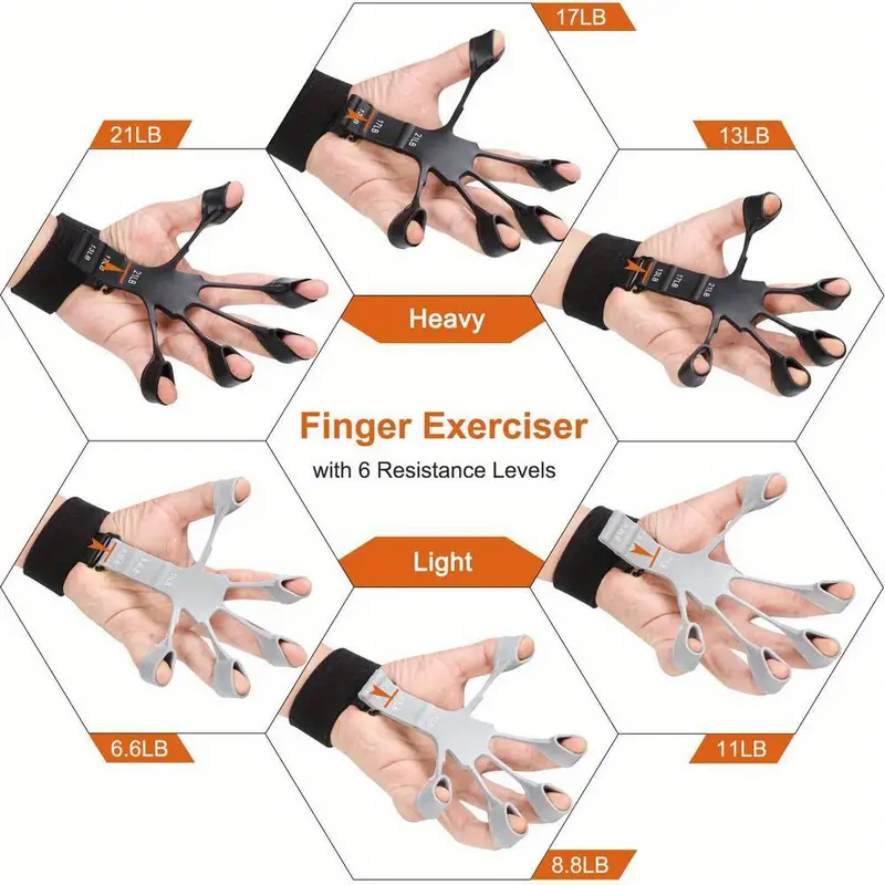 silicone strengthener grip strengthener finger exerciser hand strengthener finger flexible grip strengthener adjustable and extension grip strength training fitness equipment for athletes guitarists pianists black uncharged silicone details 2