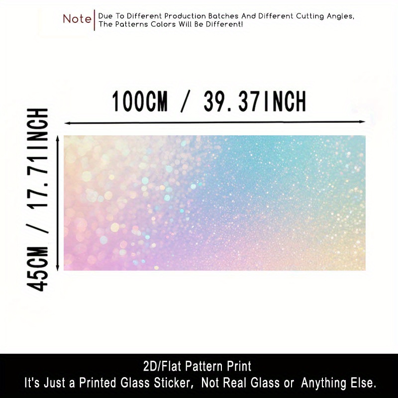 TEMU 2d/flat 1pc Frosted Glass Film With Glitter Pattern, Translucent Pvc Adhesive Window Decoration, Removable And Reusable Sticker. Size: