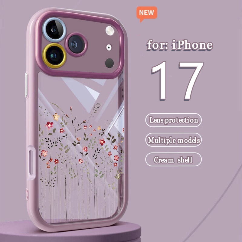 TEMU Phone Case: Fashionable And Trendy Small Theme Pattern Colorful Cream Transparent All Inclusive Phone Case Suitable For Iphone