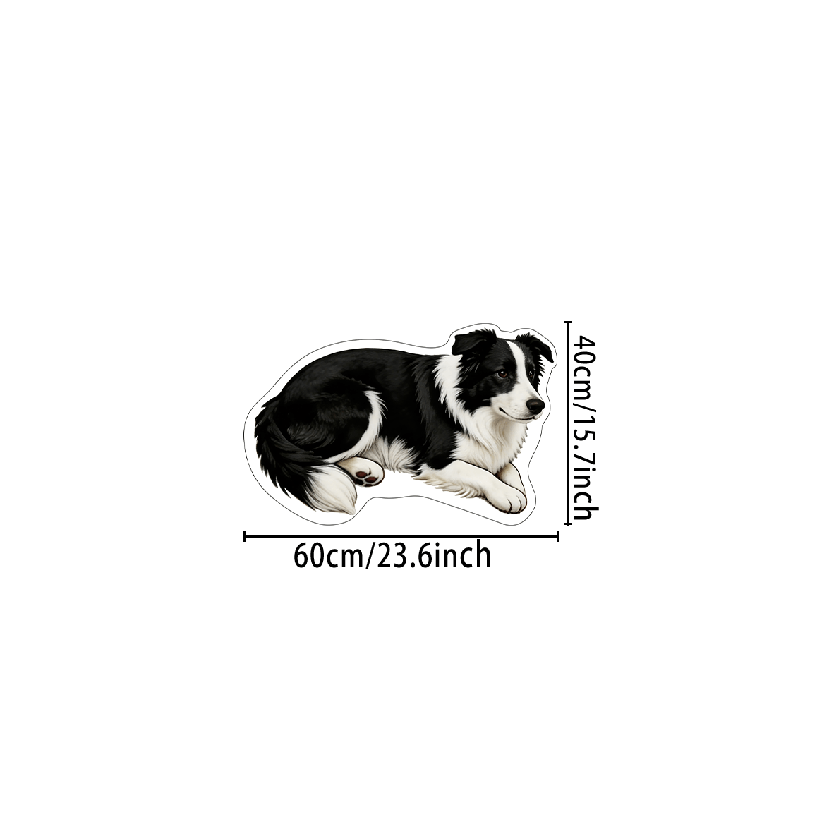 TEMU 2d Painting Rug With Dotted Plastic Backing, Faux Imitation Cashmere, Thickness 12.1mm, 1pc Border Collie Shaped High-value Doormat, Soft And