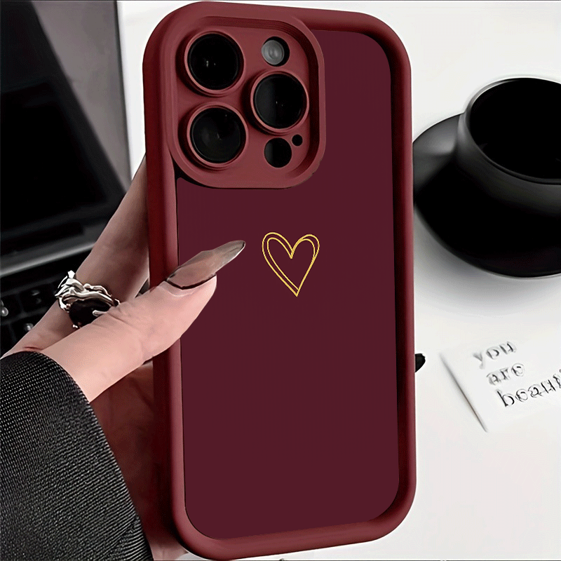 TEMU Phone Case: Pattern On Burgundy Background, For Iphone 17 Pro Max Case, 17 Air, 16 Pro Max, 16 Plus, 15 Pro Max, 15 Pro, 15, 14 Pro Max, 14 Pro,