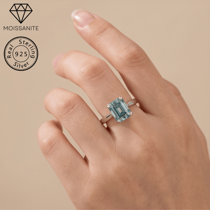 Women's 3.0 Carat Blue Green Moissanite Ring, Elegant Gift