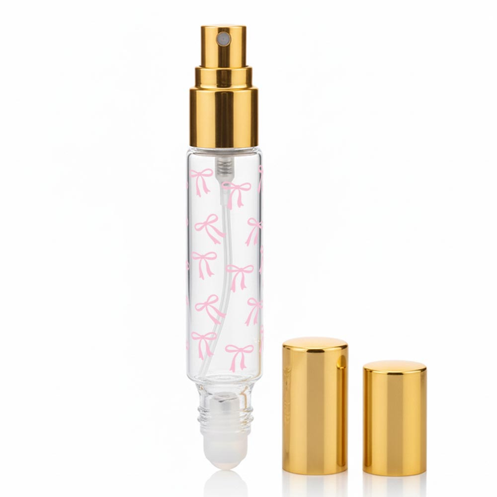 Image of Ipc Transparent Glass Dual-head Dispenser Bottle - 10ml, Designed For Travel , Easy And Fashionable, Dual-head Dual-use Combines Spray And Roller Application, Smooth Glass Bead Roller, Leak-proof