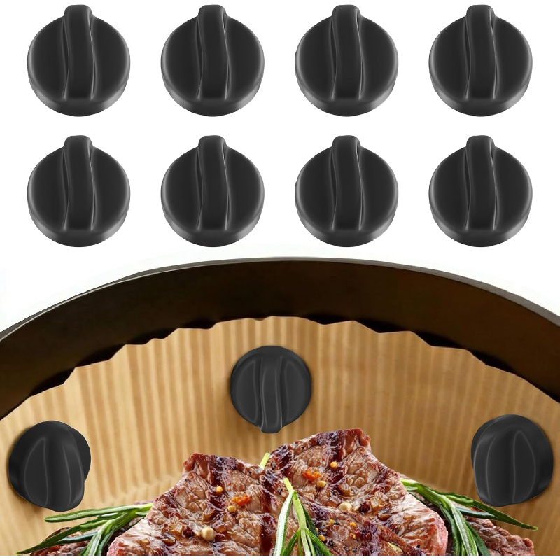 Image of 8pcs Air Fryer Magnetic Clips, High-temperature Resistant Baking Accessories, Silicone Magnets, Suitable For Air Fryers, Holds Parchment Paper, Air Fryer Parchment Paper Magnets