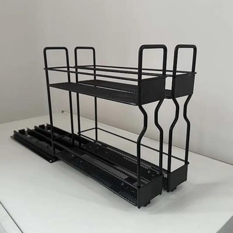TEMU Pull-out Kitchen Spice Rack Organizer With Dual Glide, Designed For Under-sink Storage. It Mounts Inside Cabinets And With Chalkboard Labels And