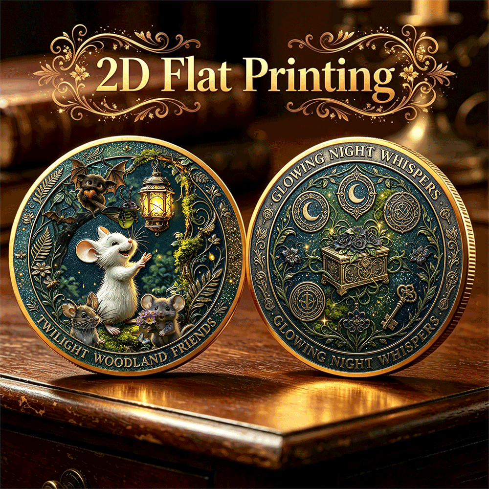TEMU 2d Forest Little Animals Double-sided Printed Commemorative Coin, Suitable For Fantasy 's Theme Collection, Desktop Decoration