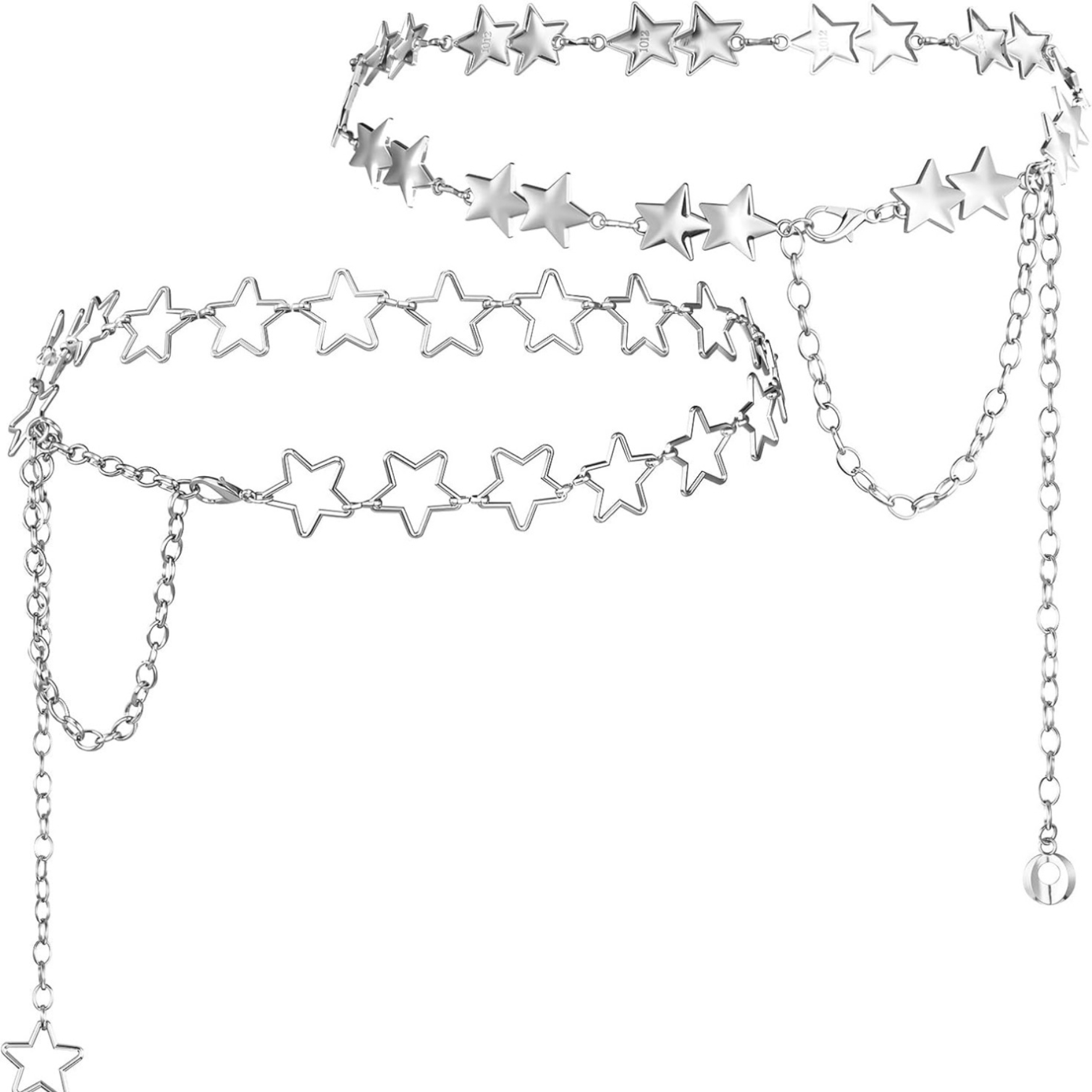TEMU 2 Sets Of Women's Star Shaped Chain Straps | Adjustable Y2k Metal Straps - Punk Belt For Dresses And Jeans, Women's Lace Shaped Decorative Body