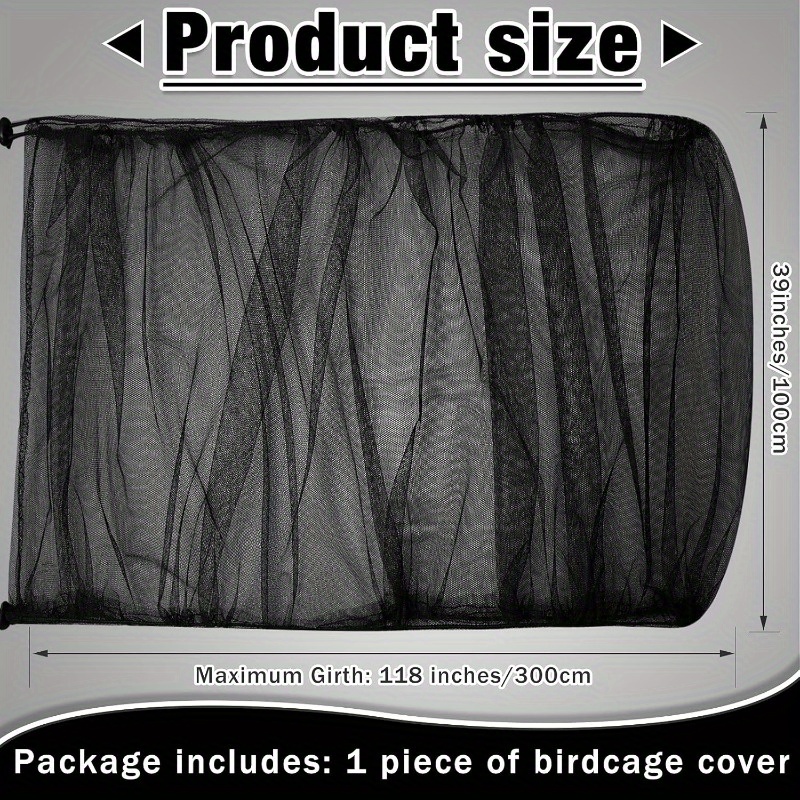 1pc large bird cage seed catcher & net skirt guard - heavy-duty cage cover with adjustable elastic ropes, open mesh design for ventilation, fits most bird cages - ideal for parrots, macaws, cockatiels, lovebirds - easy-clean cage accessory, bird cage accessories, pet   tool,   mesh design, elastic  , breathable material,   enthusiasts details 1