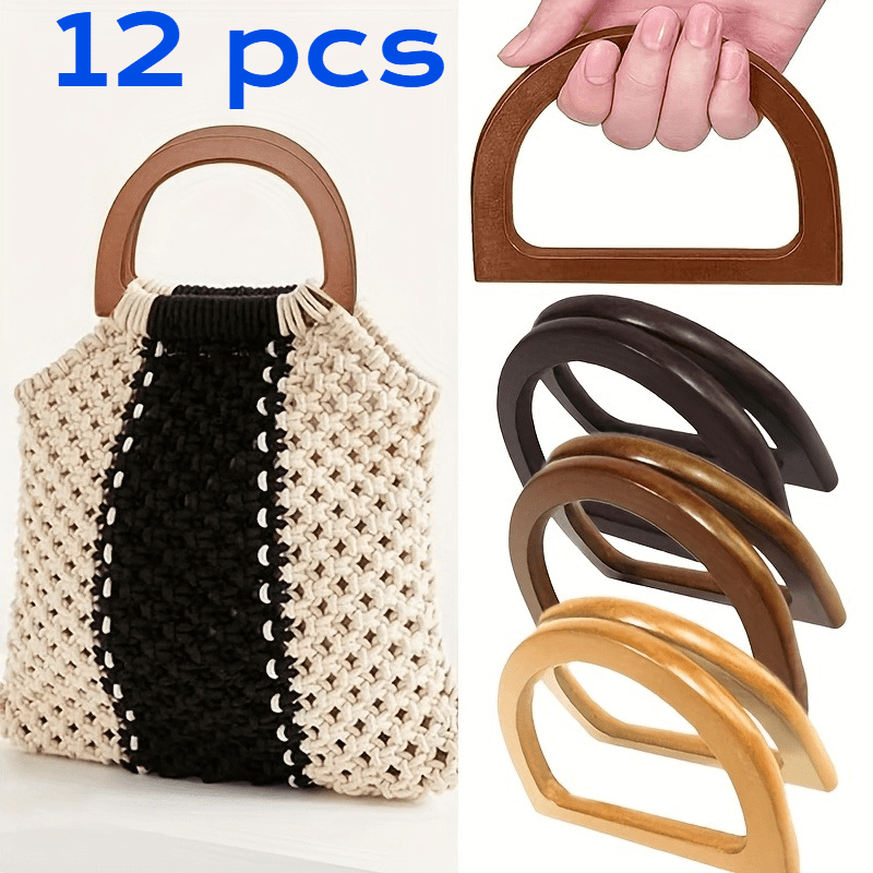 TEMU 12pcs Random Color Round Trapezoidal Woven Bag Handle Piece Handbag Handle Suitable For Wallet Retro Bag Handmade Bag, Wallet Making, Diy Wallet