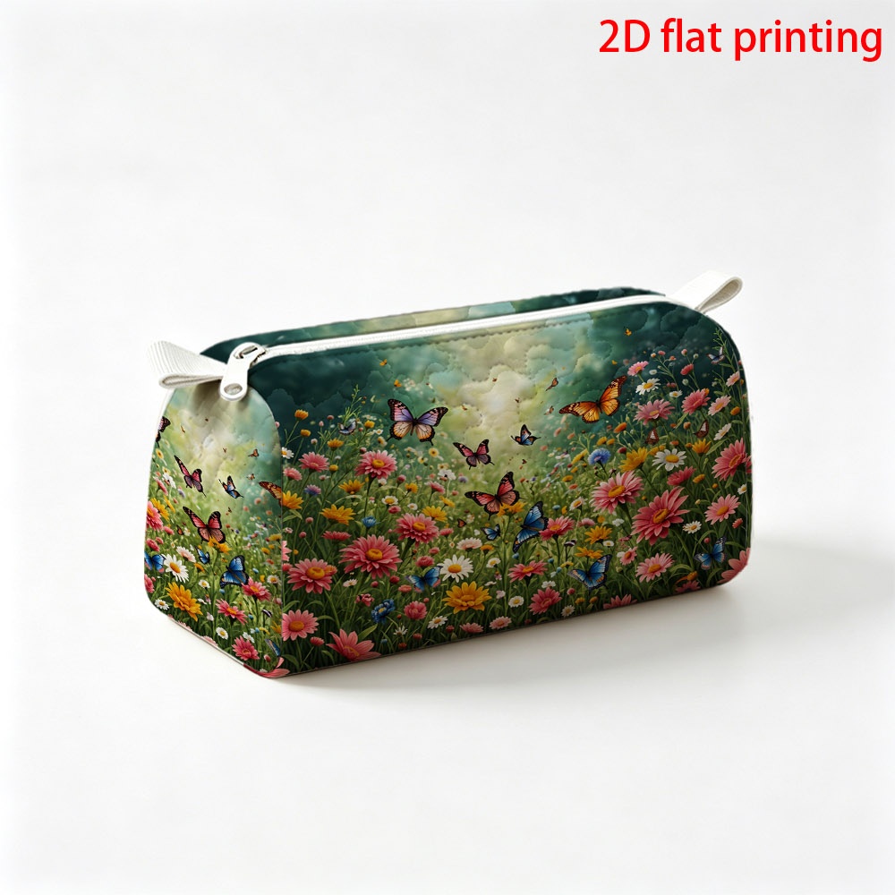 item picture 1pc large quilted makeup bag with     zipper closure suitable for student dorms travel friendly cosmetic durable polyester suitable for   storage portable pouch for daily use multifunctional gift for