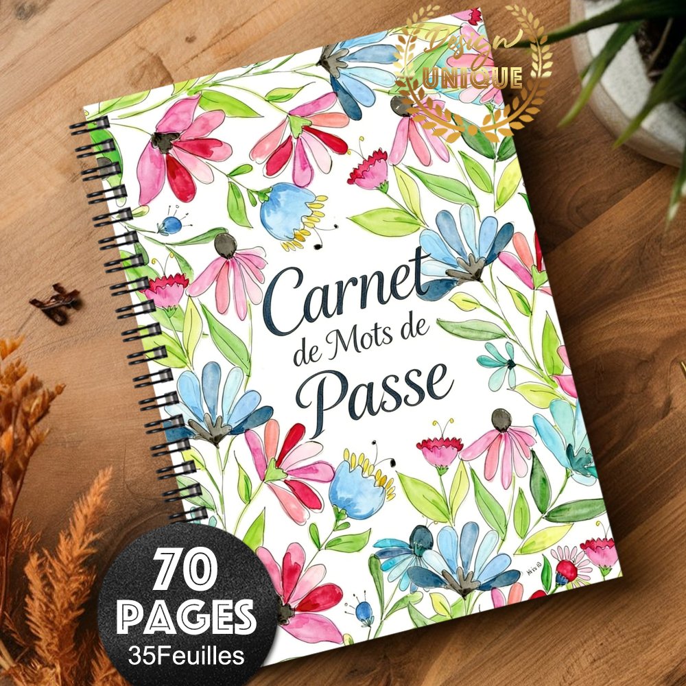 TEMU Carnet de de passe en langue française, 1 pièce, avec motif floral, pour enregistrer les informations de Internet et informatique, y les