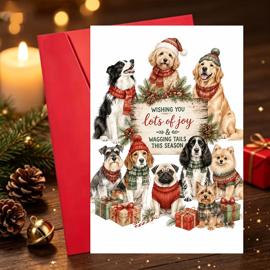 TEMU 1pc Christmas Greeting Card For Dog Lovers, Ideal For Sending Wishes During The