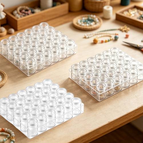 3 Sets (30 Grids Each) Clear Adjustable Bead Storage Boxes with Dividers - Stackable Craft Suitable for Beads, Rhinestones, , Making, Scrapbooking - Clear Container for Small Parts, Craft Room Organization