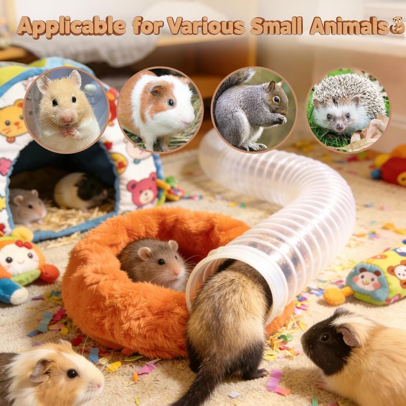 Expandable Hamster Play Tunnel with Toy Ball, Hedgehog Tunnel and Small Animal Tube Toy Set, Foldable Small Animal Tunnel Tube Toy, Pet Play Sleep Rest Cage Accessory, Small Animal Accessory, Suitable for Mice, Hamsters, Guinea Pigs, and Rabbits
