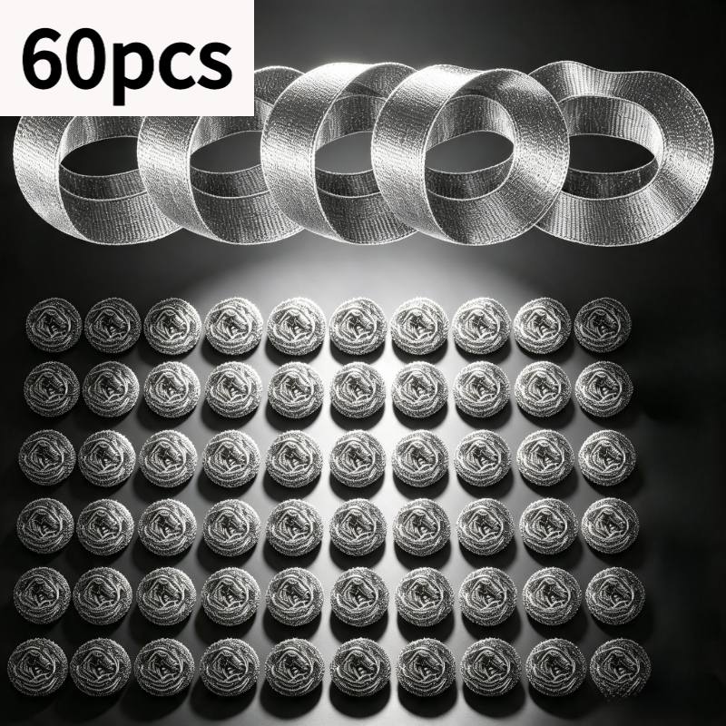 TEMU 60pcs Cleaning Balls- Reusable Cleaning Brushes, Heavy-duty, Used For Removing Dirt From Pots, Pans, Stoves, Grills, Etc., Cleaning Wipes,