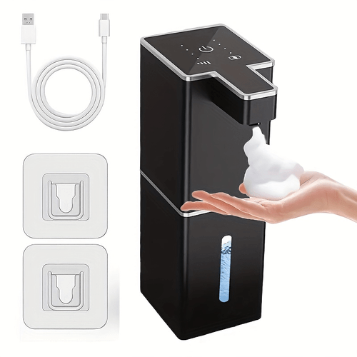 item picture automatic sensor soap dispenser hand dispenser 400ml capacity usb rechargeable operation with adjustable volume wall mountable or desktop compatible ideal for kitchens and bathrooms bathroom additions