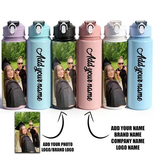 personalized 25oz 750ml custom name pattern water bottle leak proof sports bottle personalized graduation birthday back to school gift for sisters friends ideal for outdoor hiking cycling gym