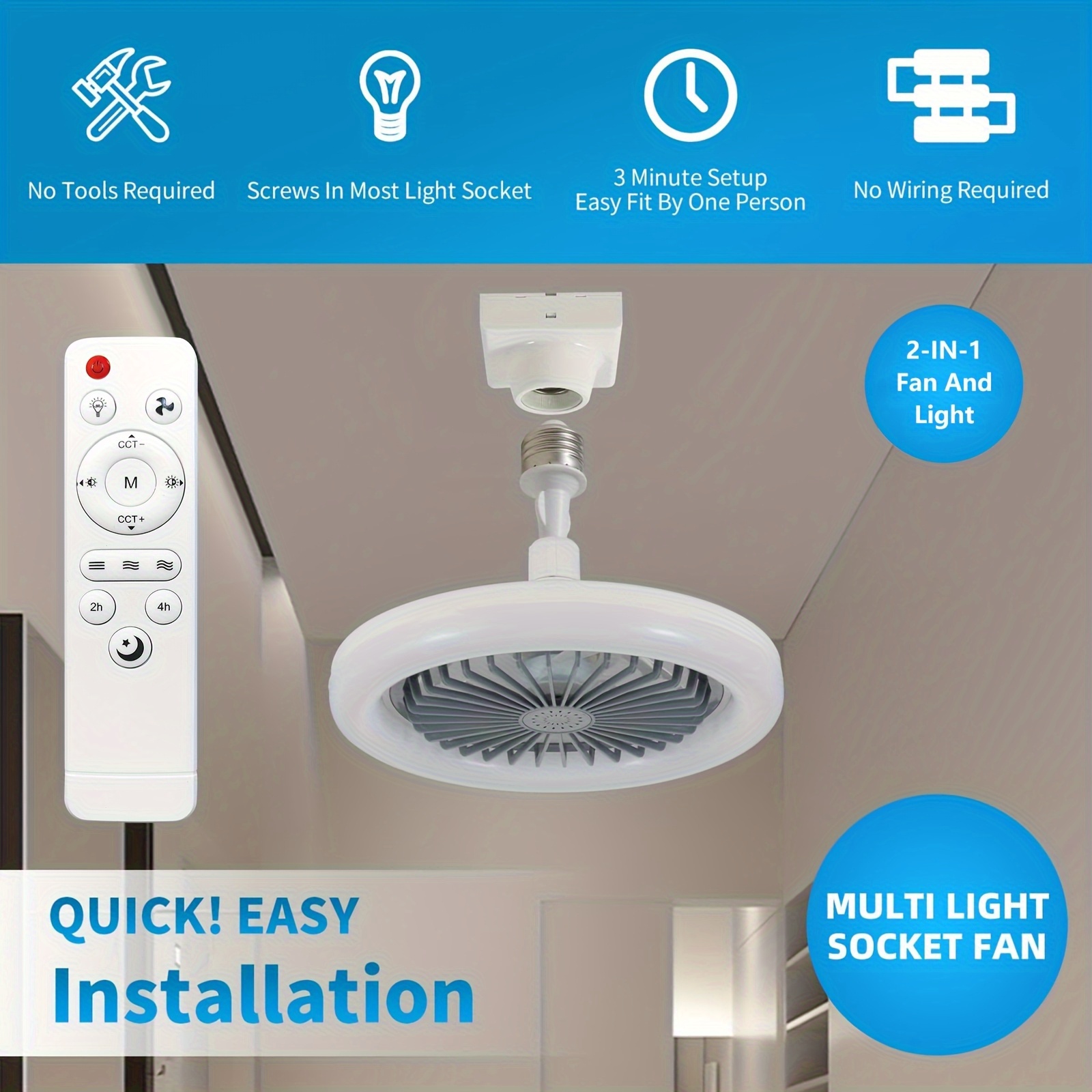 26cm modern fan light with remote - enclosed low , , strong swimming-like wind, 3-speed fan & dimmable led lighting (white/warm/cool daylight), timer function, e26/e27 base - hardwired for bathroom, bedroom, kitchen - voltage 85-265v, bedroom cooling, contemporary fixture, motor, interior designers Product details 3