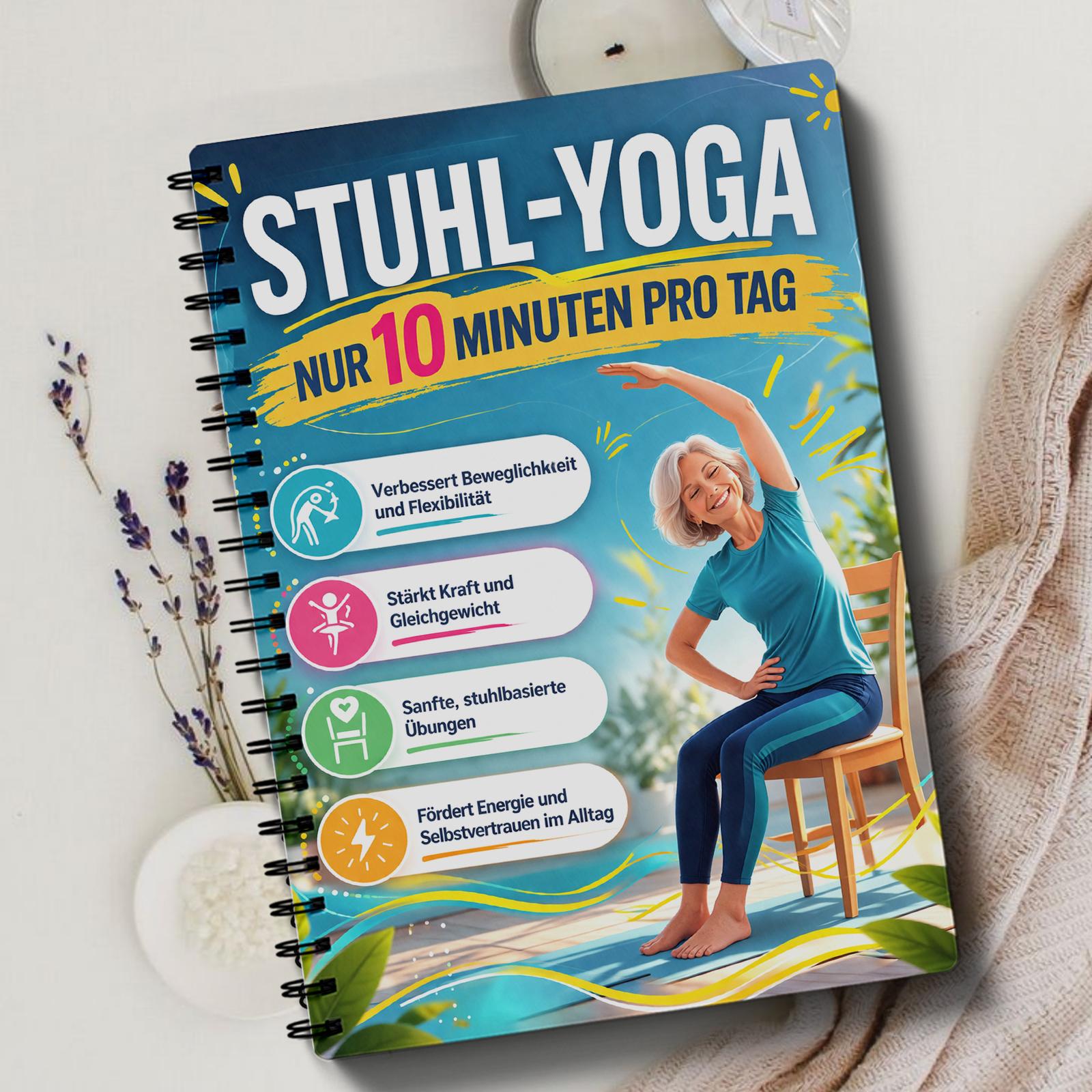 Image of German Version Senior Chair Yoga Workout Planner, Gentle Exercise , Daily Stretching Log, Balance And Flexibility Journal For Home Fitness Routine