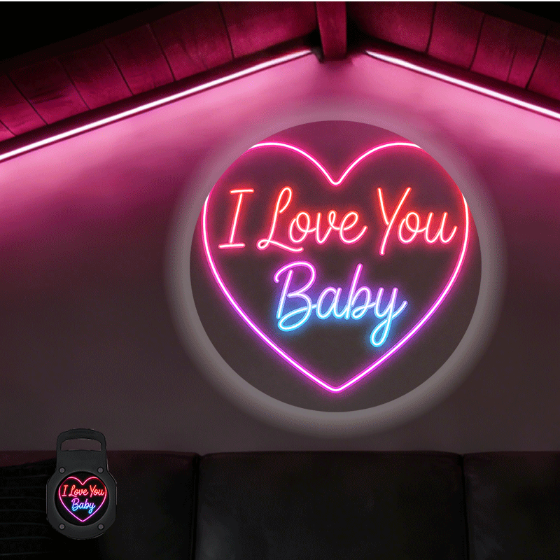 TEMU 1pc, Heart With "" Text, Decorative Light Portable Led Projector, 360°rotatable, 's Day, Gym, Shiproom, Office, , For Neighbors, For Guests, 2d