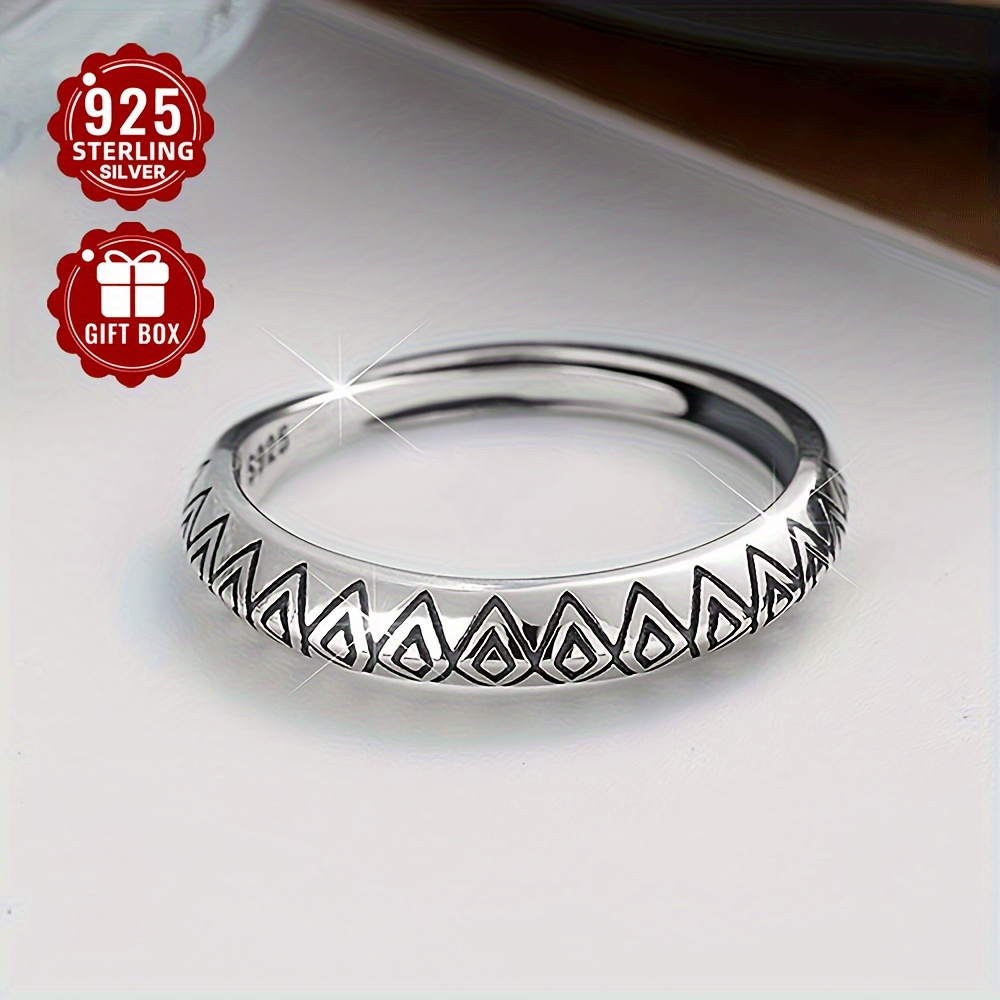 925 Sterling Silver Geometric Vintage Boho Style Ring