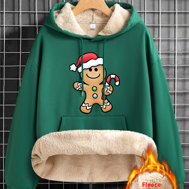 

' Christmas Man , Fleece Lined Thickened Pullover, , Drawstring, / , Hooded Sweatshirt