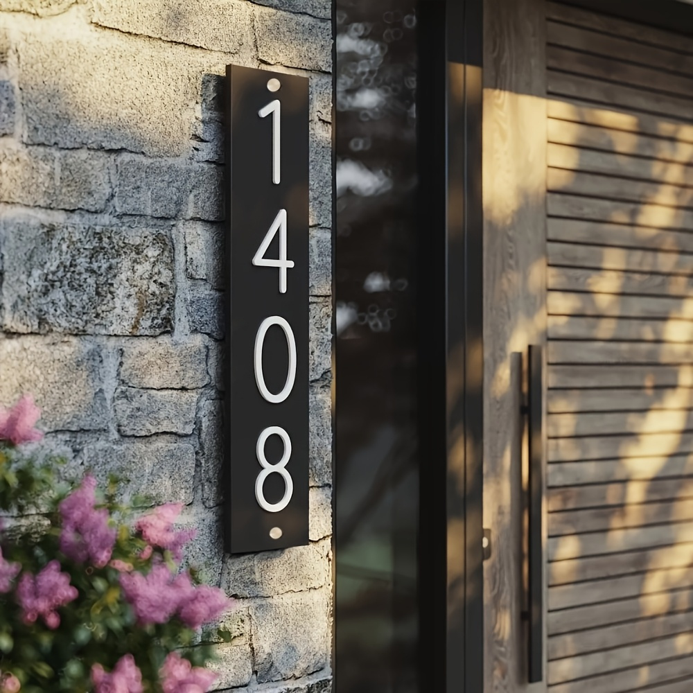 TEMU Customizable Modern Matte Door Plaque - Personalized House Number Sign Or Exterior Decoration, Large Vertical/horizontal Wall-mounted Door