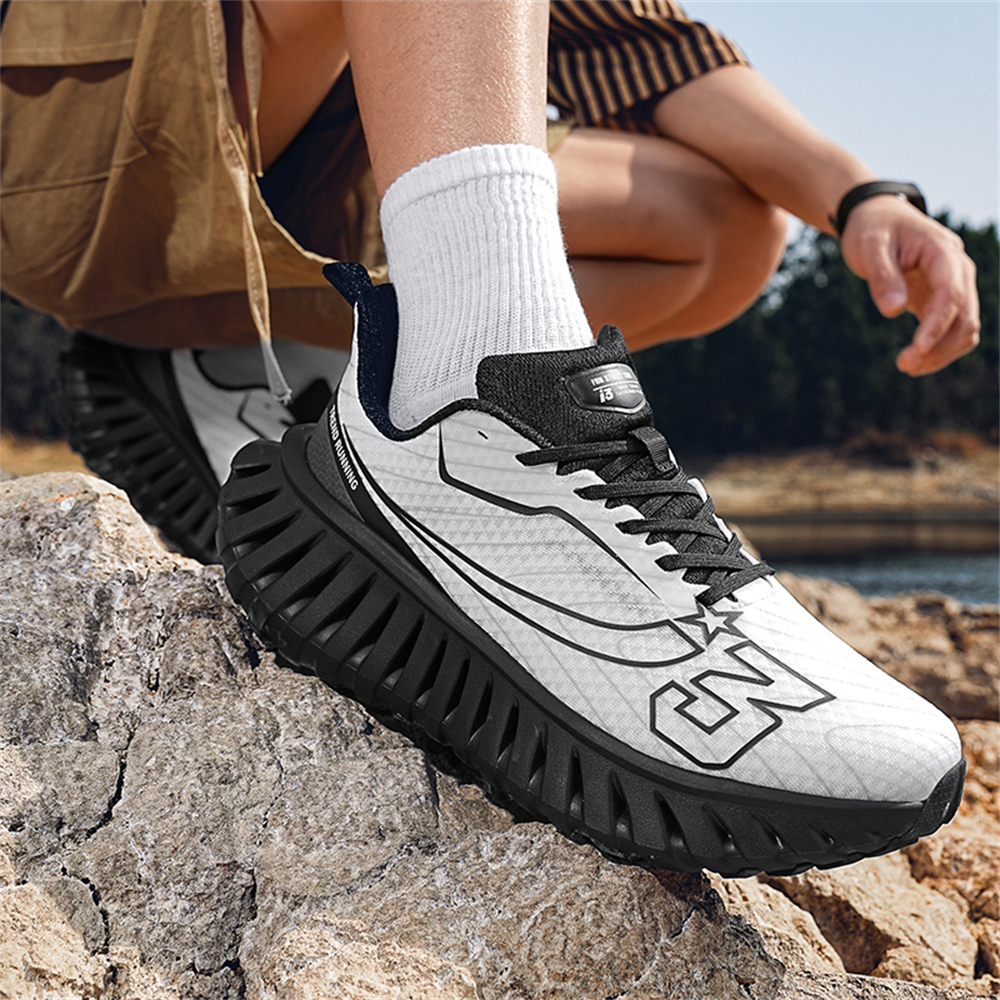 Carbon Plate Technology - Men's Road Running Shoes, Thick-Soled Casual Sneakers for Men, Comfortable and Breathable Fabric Upper, Cushioning and Shock-Absorbing MD Midsole, Slip-Resistant and Wear-Resistant Rubber Outsole, Low-Top Lace-Up Closure