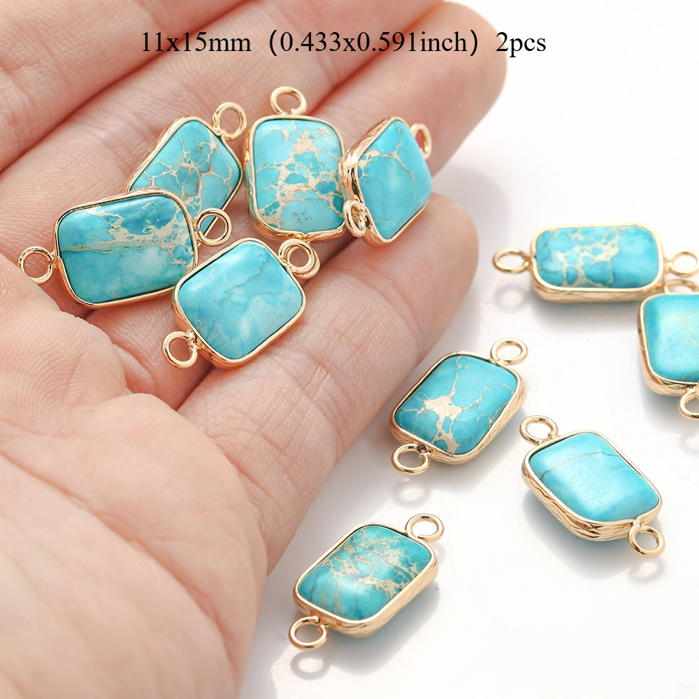 TEMU 11X15Mm 2 piezas Colgante de Piedra de Jarra de Sedimentos Marinos Naturales Azul Lago Colgante de Agujero para Hacer Adiciones de Pulseras